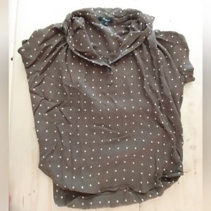 Olive green and white polkadot Madewell blouse